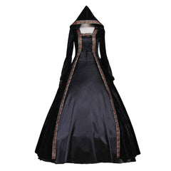 Victorian Rococo Medieval Gown Miko Ball Gothic Punk Black Velvet Dress Cosplay Costume