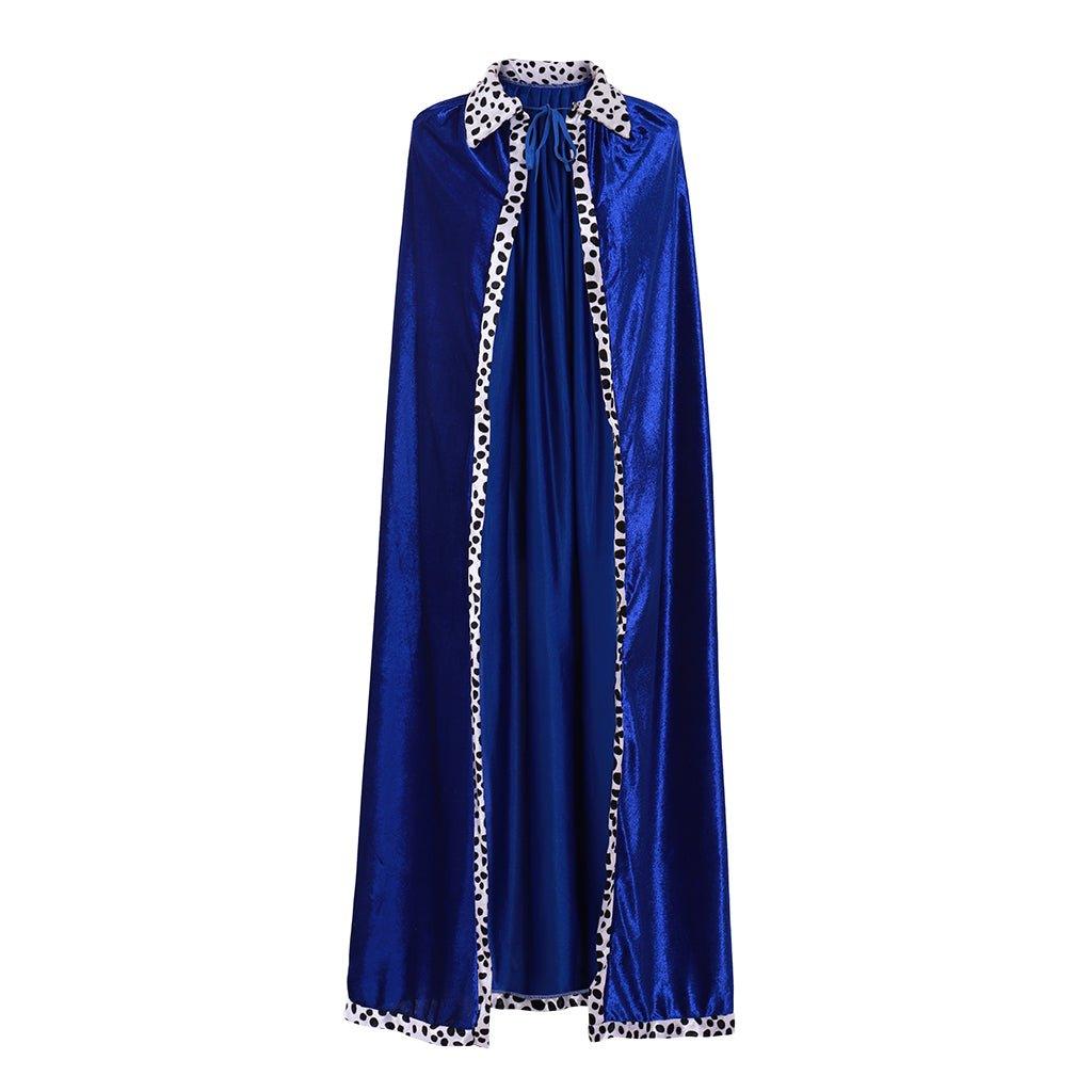 Adult King Blue Velvet Cloak Costume - Perfect for Halloween, Christmas, and Carnival Party Dress - Up - Coscosmos