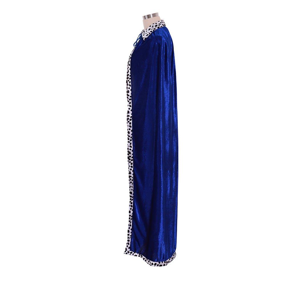 Adult King Blue Velvet Cloak Costume - Perfect for Halloween, Christmas, and Carnival Party Dress - Up - Coscosmos