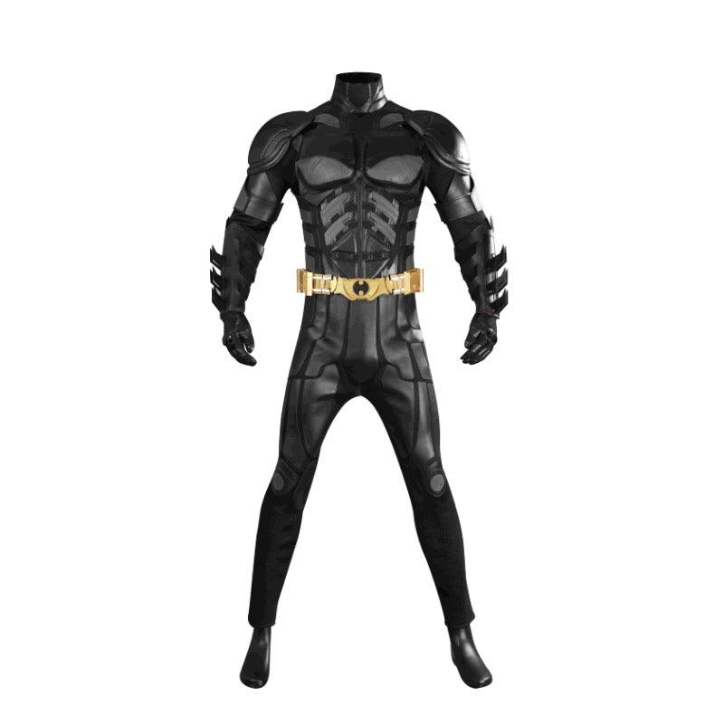 Adult Superhero Costume Bat Knight Cosplay Jumpsuit with Cape & Mask for Halloween - Coscosmos