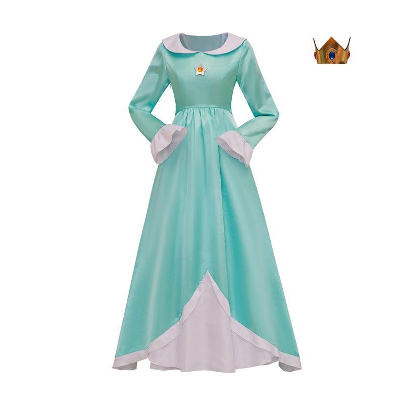 Princess Rosalina Cosplay Costume - Blue Long Dress with Crown Accessories for Women & Teens