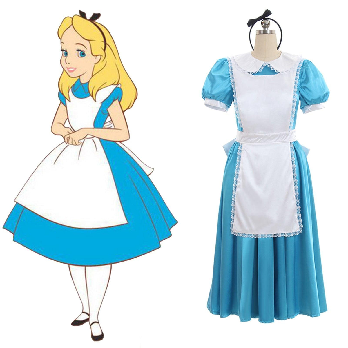 Alice in Wonderland Blue Cosplay Dress | Alice Halloween Party Show Costume - Coscosmos