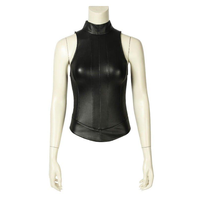 Alita Battle Angel Alita Cosplay Costume - Sexy Leather Vest and Pants Halloween Outfit - Coscosmos