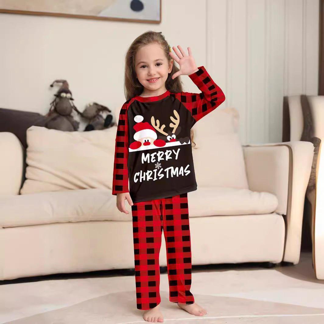 Amazon autumn new cute letter printing Christmas parent - child set foreign trade European and AmericACute Letter Print Christmas Family Matching Pajamas Set | Plaid Loungewear for Kids & Parents | Coscomosan plaid loungewear pajamas - Coscosmos