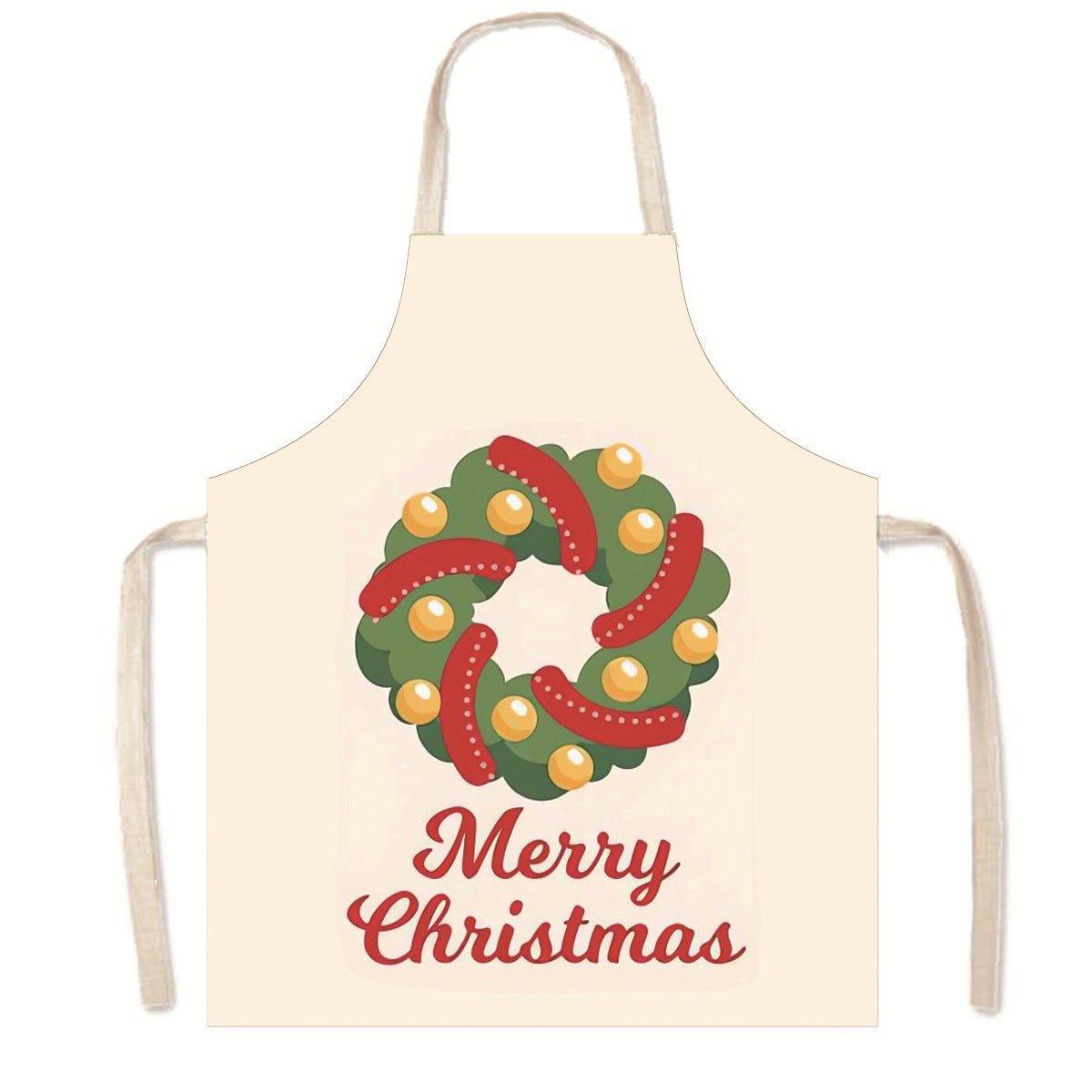 Amazon Nordic Christmas Apron Kitchen Party Anti - Fouling Apron Snowman Bells Elk Santa Jacket - Coscosmos