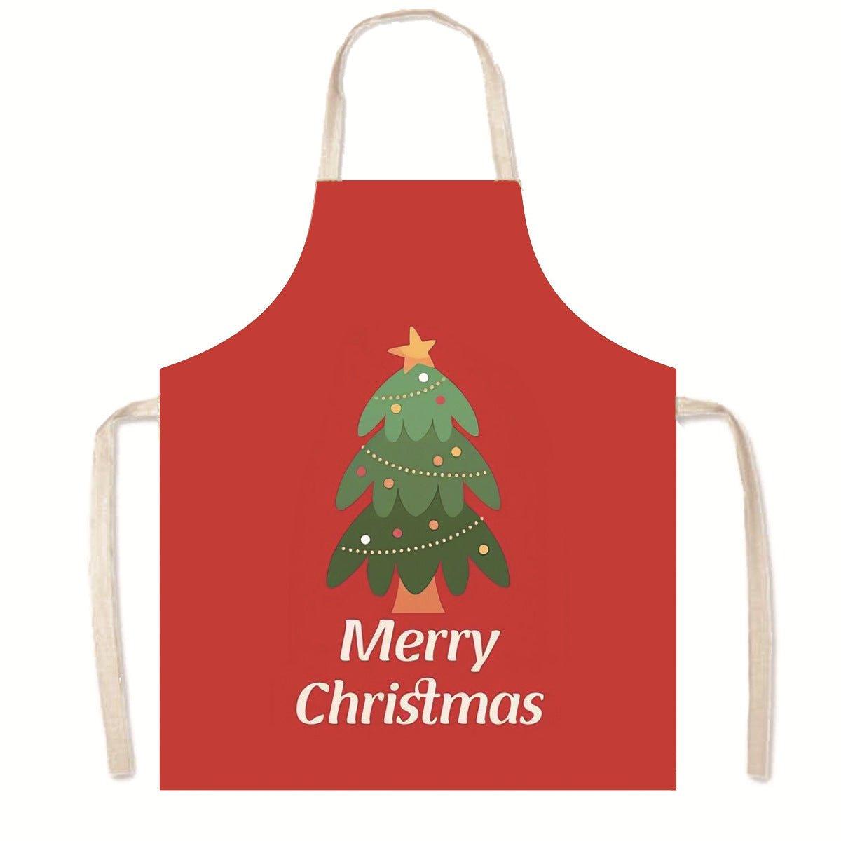 Amazon Nordic Christmas Apron Kitchen Party Anti - Fouling Apron Snowman Bells Elk Santa Jacket - Coscosmos