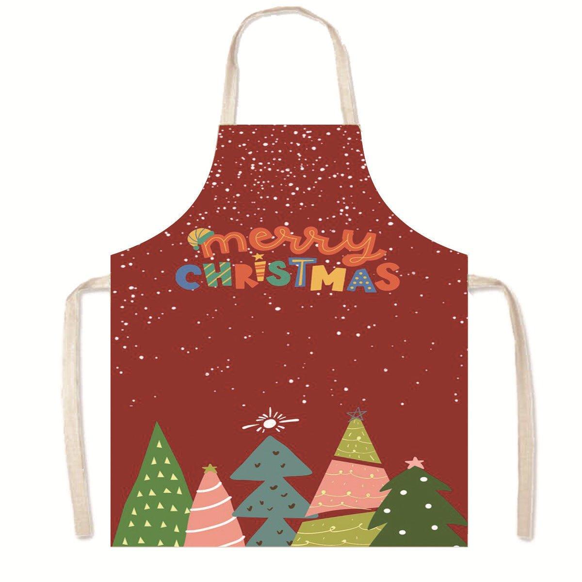 Amazon Nordic Christmas Apron Kitchen Party Anti - Fouling Apron Snowman Bells Elk Santa Jacket - Coscosmos