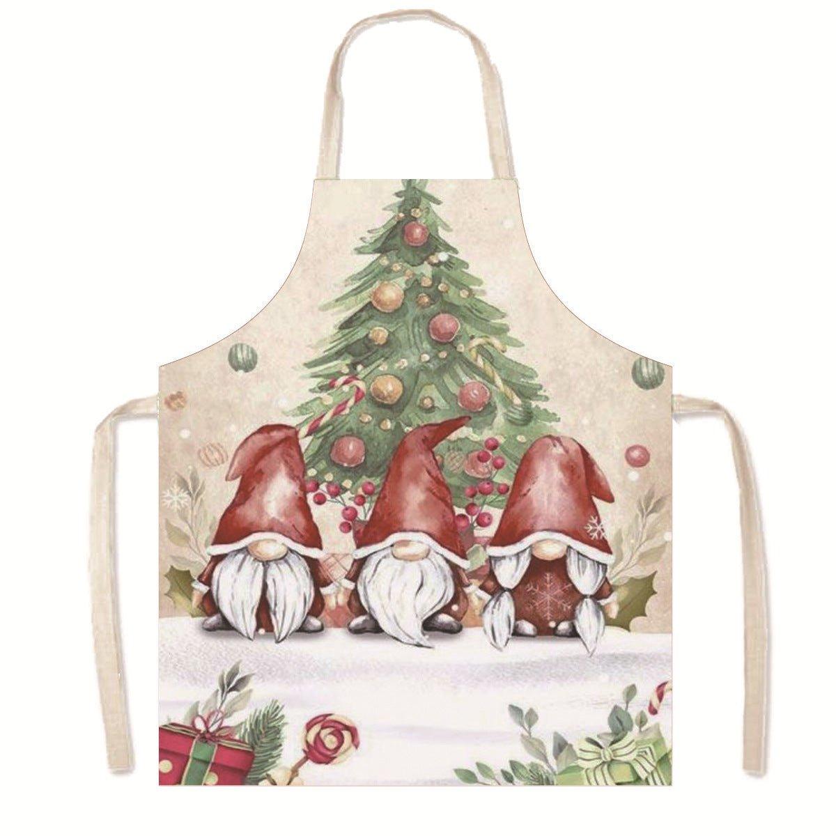 Amazon Nordic Christmas Apron Kitchen Party Anti - Fouling Apron Snowman Bells Elk Santa Jacket - Coscosmos