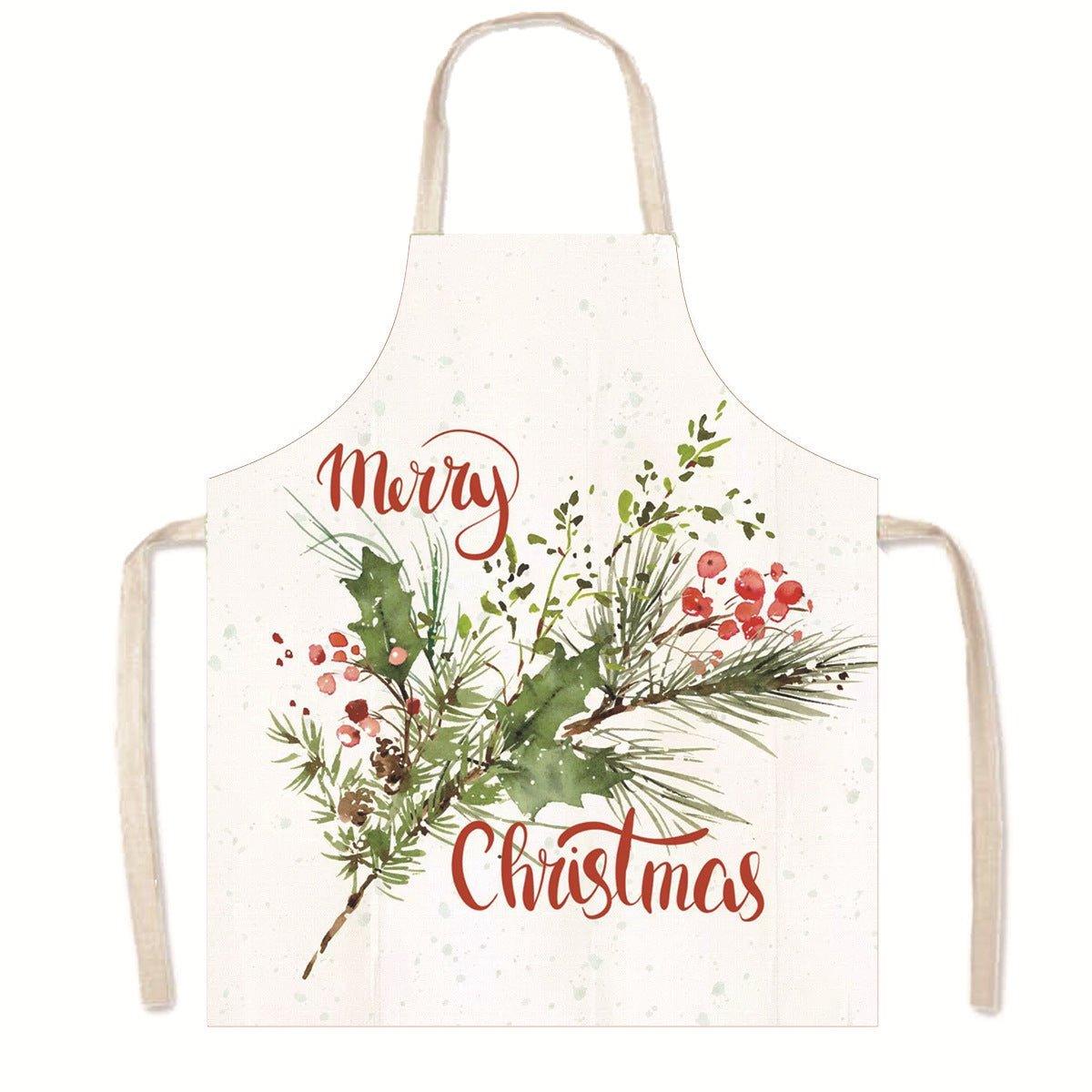 Amazon Nordic Christmas Apron Kitchen Party Anti - Fouling Apron Snowman Bells Elk Santa Jacket - Coscosmos