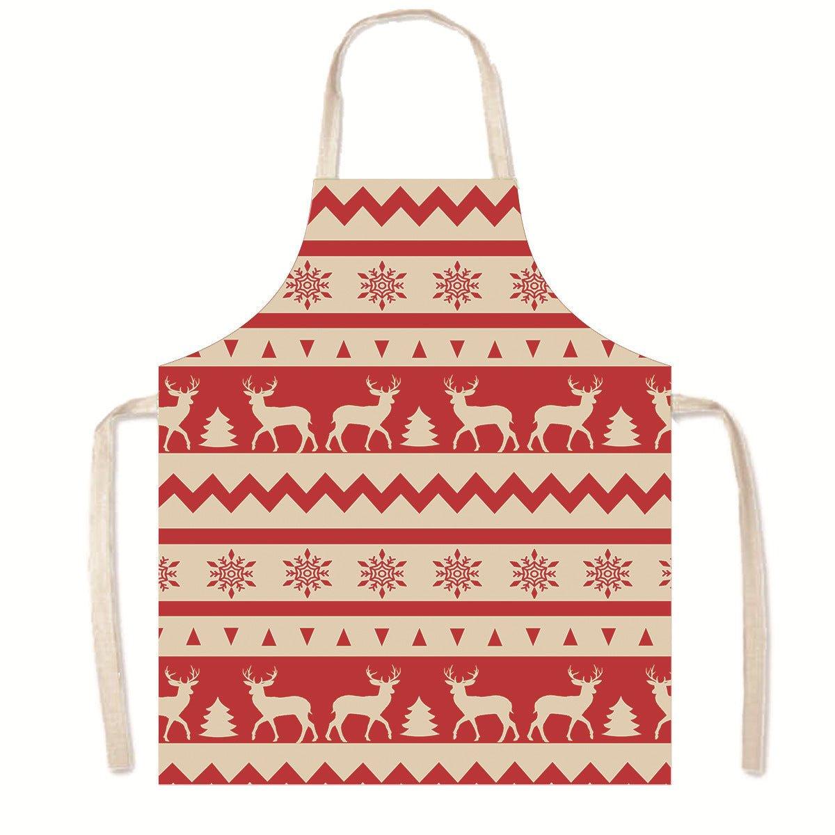 Amazon Nordic Christmas Apron Kitchen Party Anti - Fouling Apron Snowman Bells Elk Santa Jacket - Coscosmos