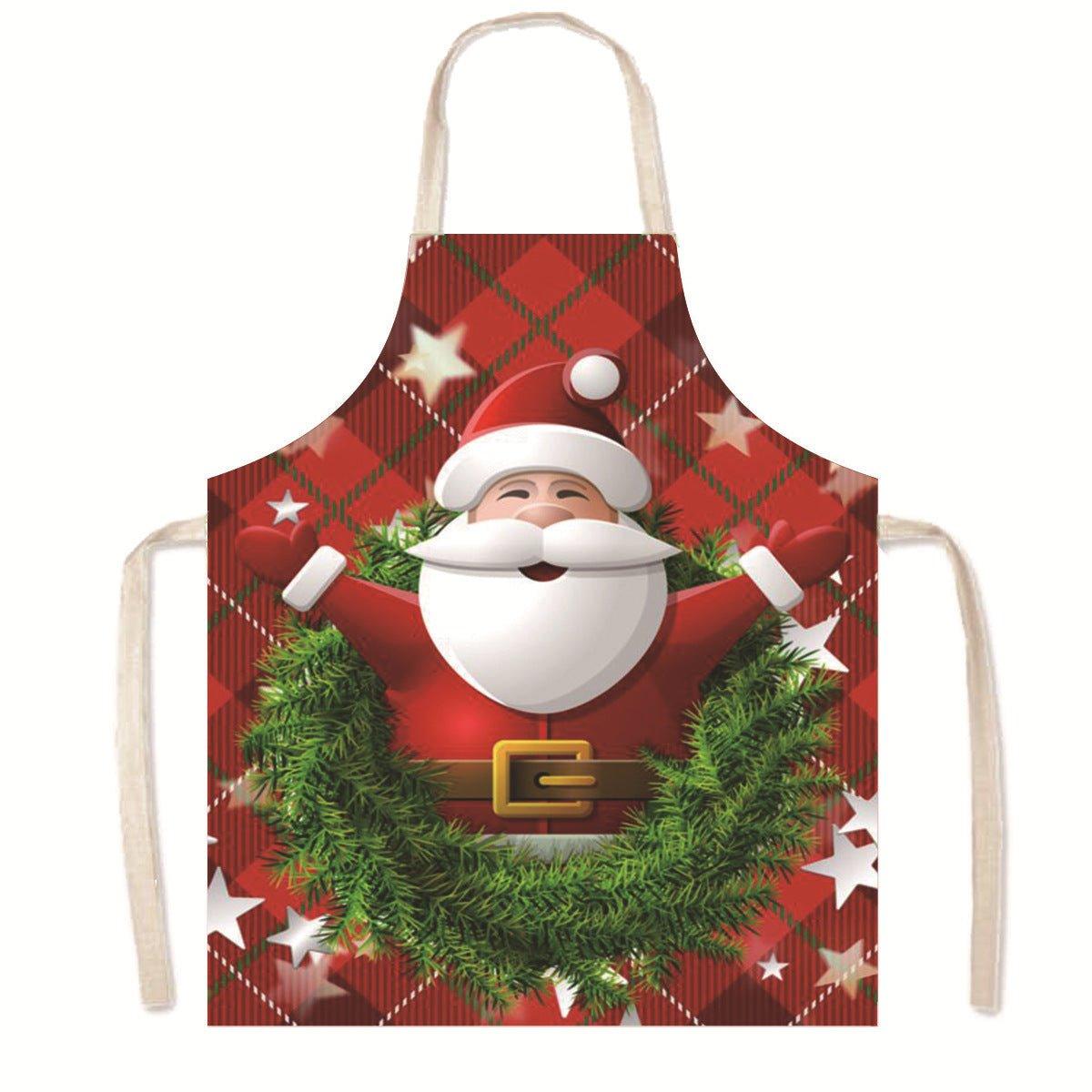 Amazon Nordic Christmas Apron Kitchen Party Anti - Fouling Apron Snowman Bells Elk Santa Jacket - Coscosmos