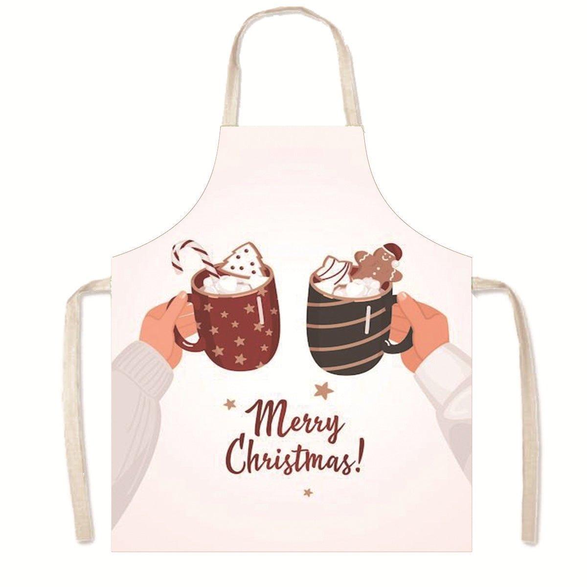 Amazon Nordic Christmas Apron Kitchen Party Anti - Fouling Apron Snowman Bells Elk Santa Jacket - Coscosmos