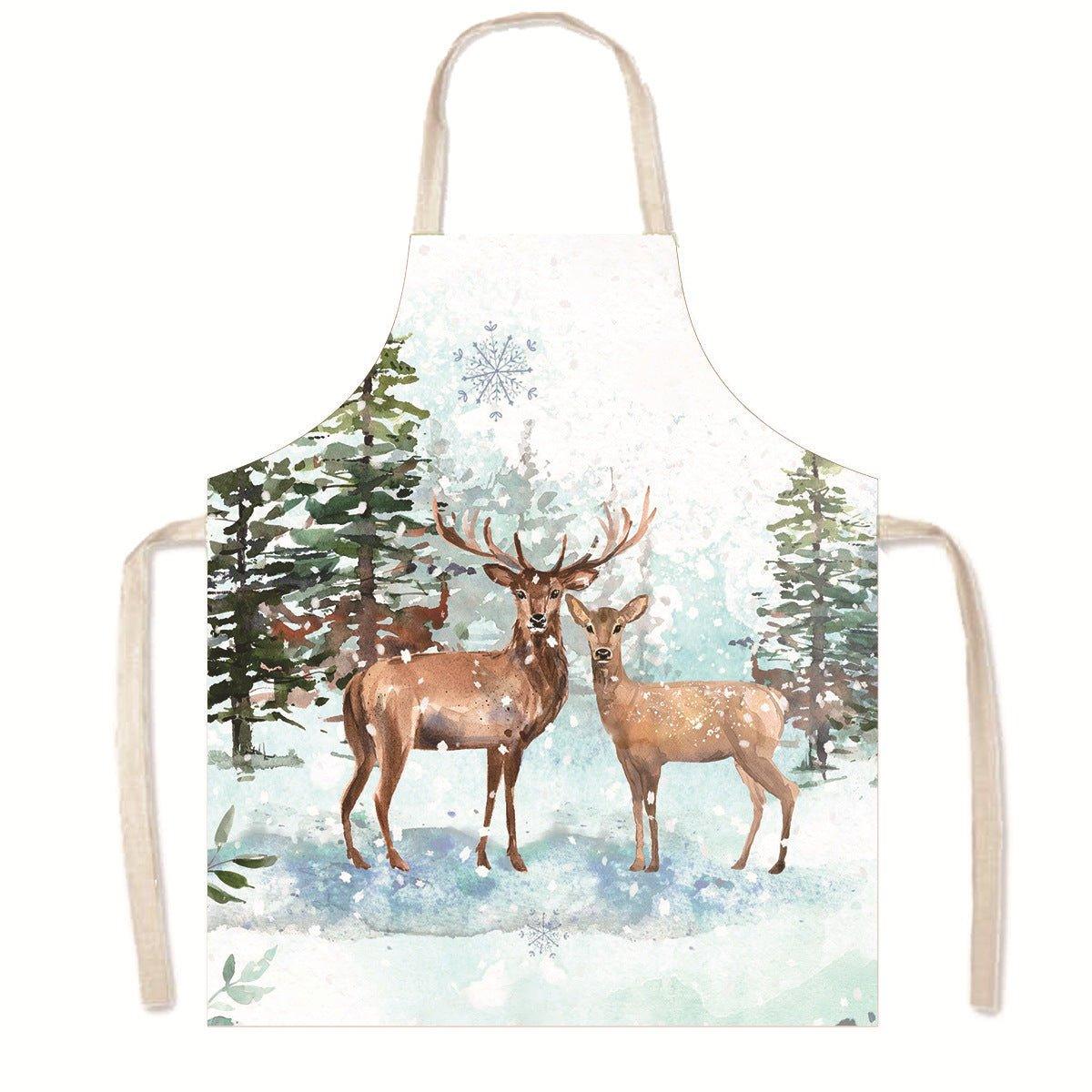 Amazon Nordic Christmas Apron Kitchen Party Anti - Fouling Apron Snowman Bells Elk Santa Jacket - Coscosmos