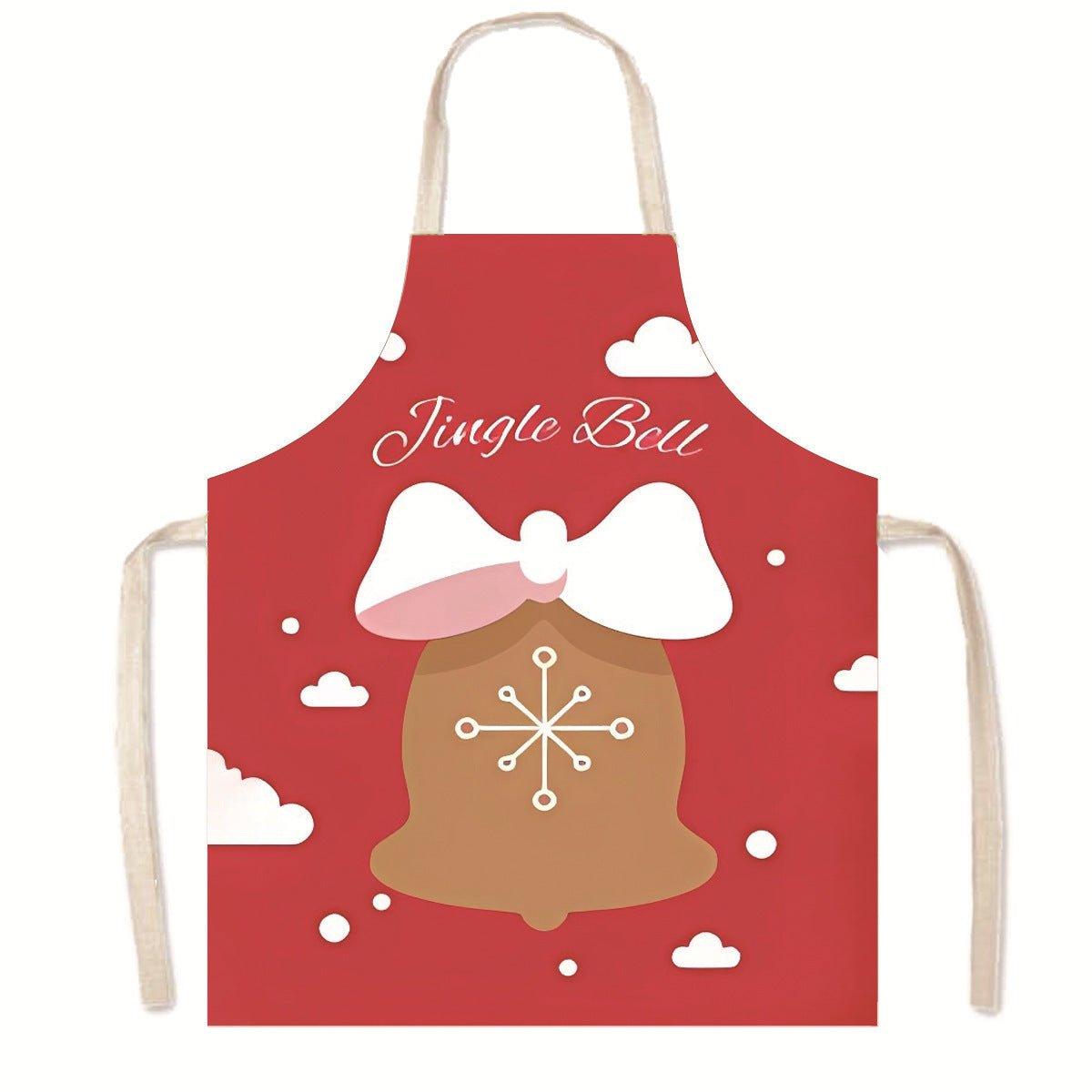 Amazon Nordic Christmas Apron Kitchen Party Anti - Fouling Apron Snowman Bells Elk Santa Jacket - Coscosmos