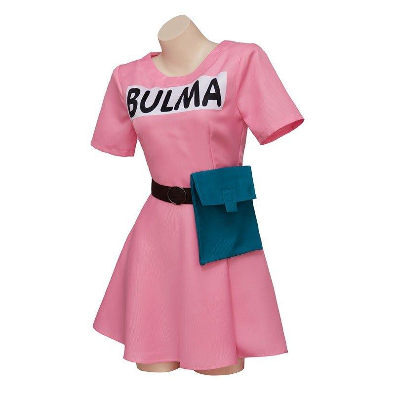 Anime Bulma Cosplay Costume Pink Dress with Accessories for Women Adults - Coscosmos