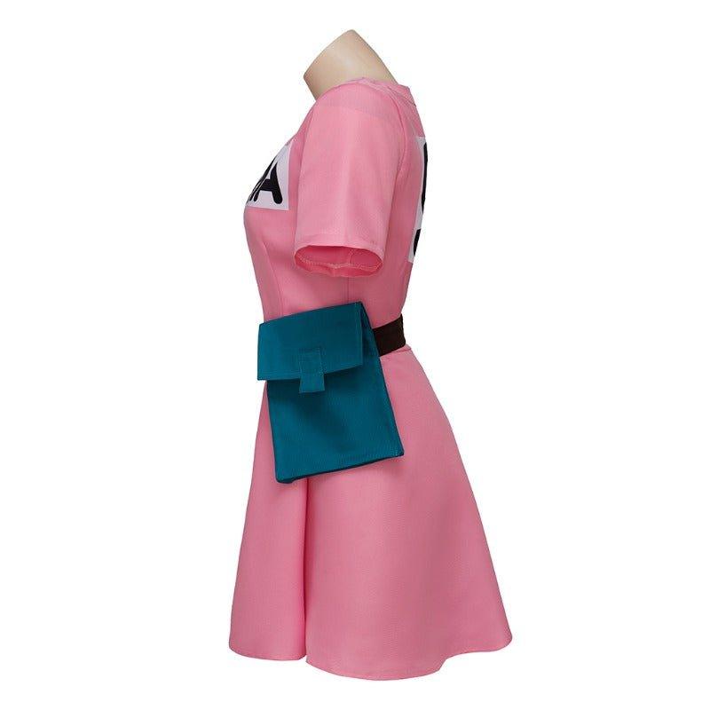 Anime Bulma Cosplay Costume Pink Dress with Accessories for Women Adults - Coscosmos