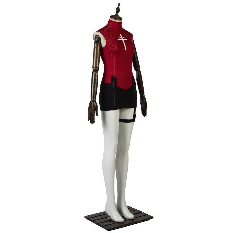 Anime Fate Stay Night Tohsaka Rin Cosplay Costume Set - Red Shirt, Skirt, Wig & Accessories - Coscosmos