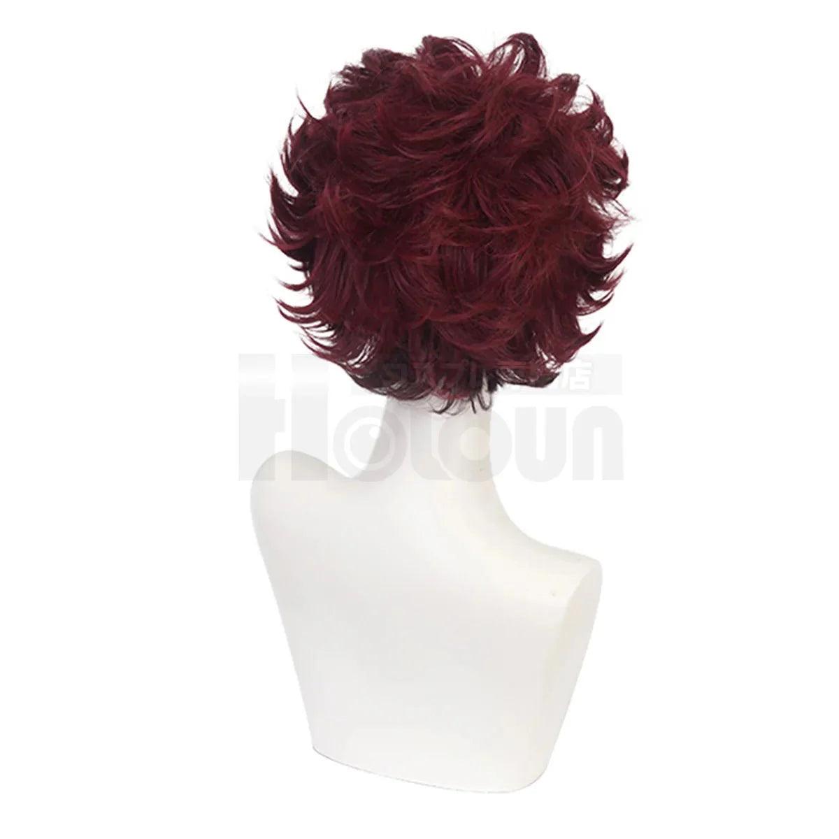 Anime Kamado Tanjiro Cosplay Wig Rose Net Synthetic Fiber Adjustable Size Heat Resistant Cap Comb Halloween Cos - Coscosmos