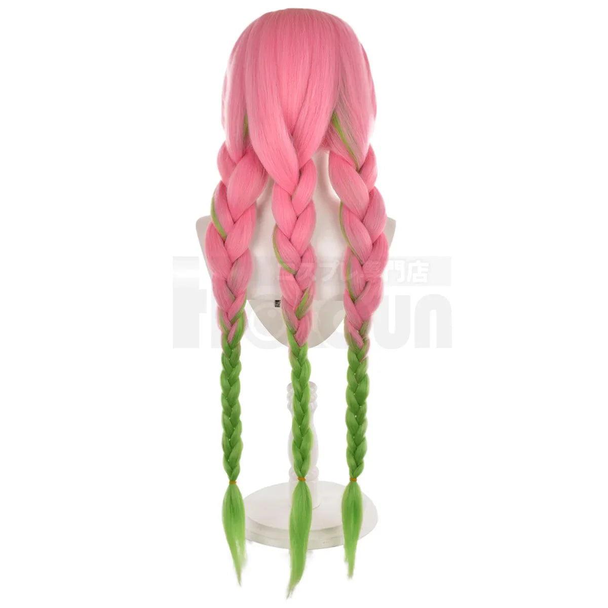 Anime Kanroji Mitsuri Cosplay Wig Rose Net Synthetic Fiber Adjustable Size Heat Resistant Cap Comb Halloween Cos - Coscosmos