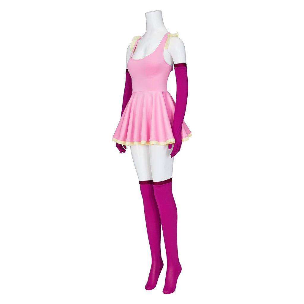 Anime Me!Me!Me! MeMeMe - chan Cosplay Pink Dress with Gloves & Stockings | Women Girls Halloween Costume - Coscosmos