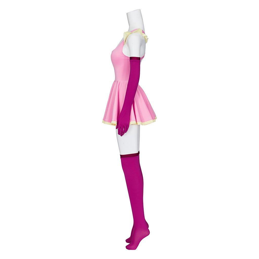 Anime Me!Me!Me! MeMeMe - chan Cosplay Pink Dress with Gloves & Stockings | Women Girls Halloween Costume - Coscosmos