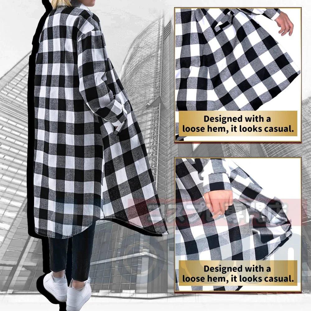 Anime Tokyo Manji Gang Manjiro Sano Mikey Cosplay Costume Long Sleeve Plaid Shirts Blouses Coat Daily Casual Wear - Coscosmos