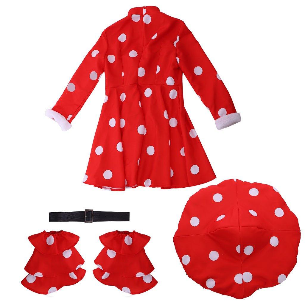 Anime Uniform cosplay costume Halloween Carnival Komori Kinoko red polka dot dress - Coscosmos