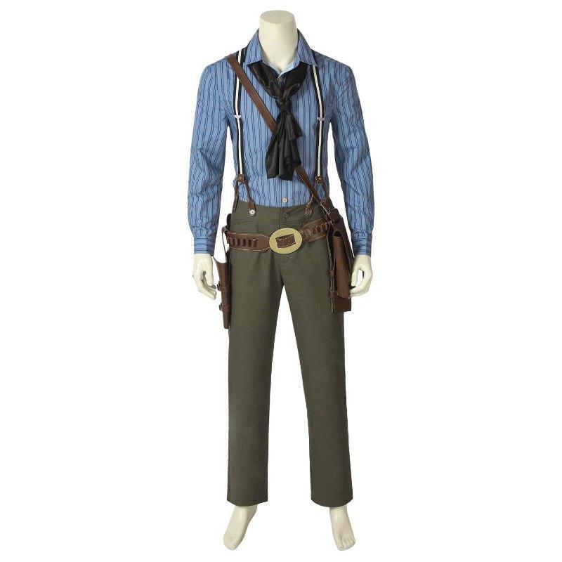 Arthur Morgan Cosplay Costume Uniform for Men – Western Denim Battle Suit with Accessories - Coscosmos