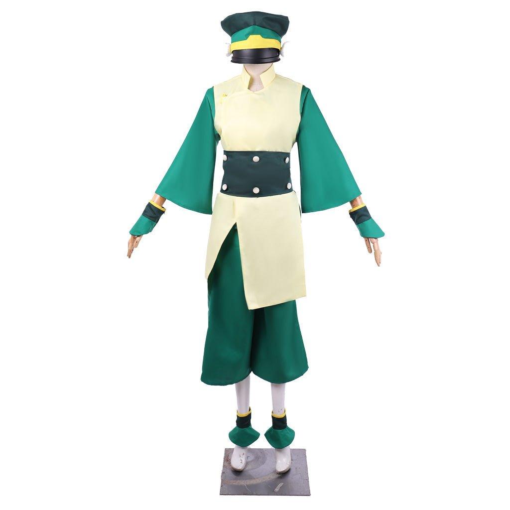 Avatar The Last Airbender Toph Beifong Cosplay Costume - Green Men's Outfit Uniform with Hat - Coscosmos