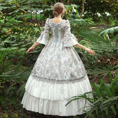 Azure Court Brocade - Enchanting Gown for Royal Occasions - Coscosmos