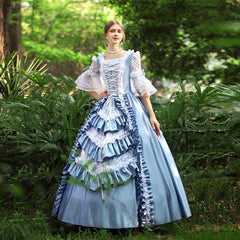 Azure Elegance - French - inspired Court Gown for Queenly Events - Coscosmos