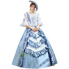 Azure Elegance - French - inspired Court Gown for Queenly Events - Coscosmos