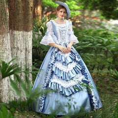 Azure Elegance - French - inspired Court Gown for Queenly Events - Coscosmos