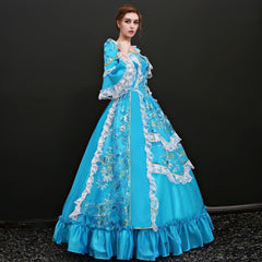 Azure Victorian Gown: Ballet - Inspired European Court Dress for Festive Events - Coscosmos