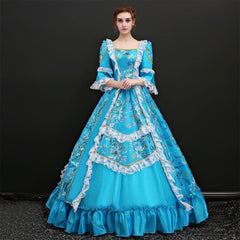 Azure Victorian Gown: Ballet - Inspired European Court Dress for Festive Events - Coscosmos