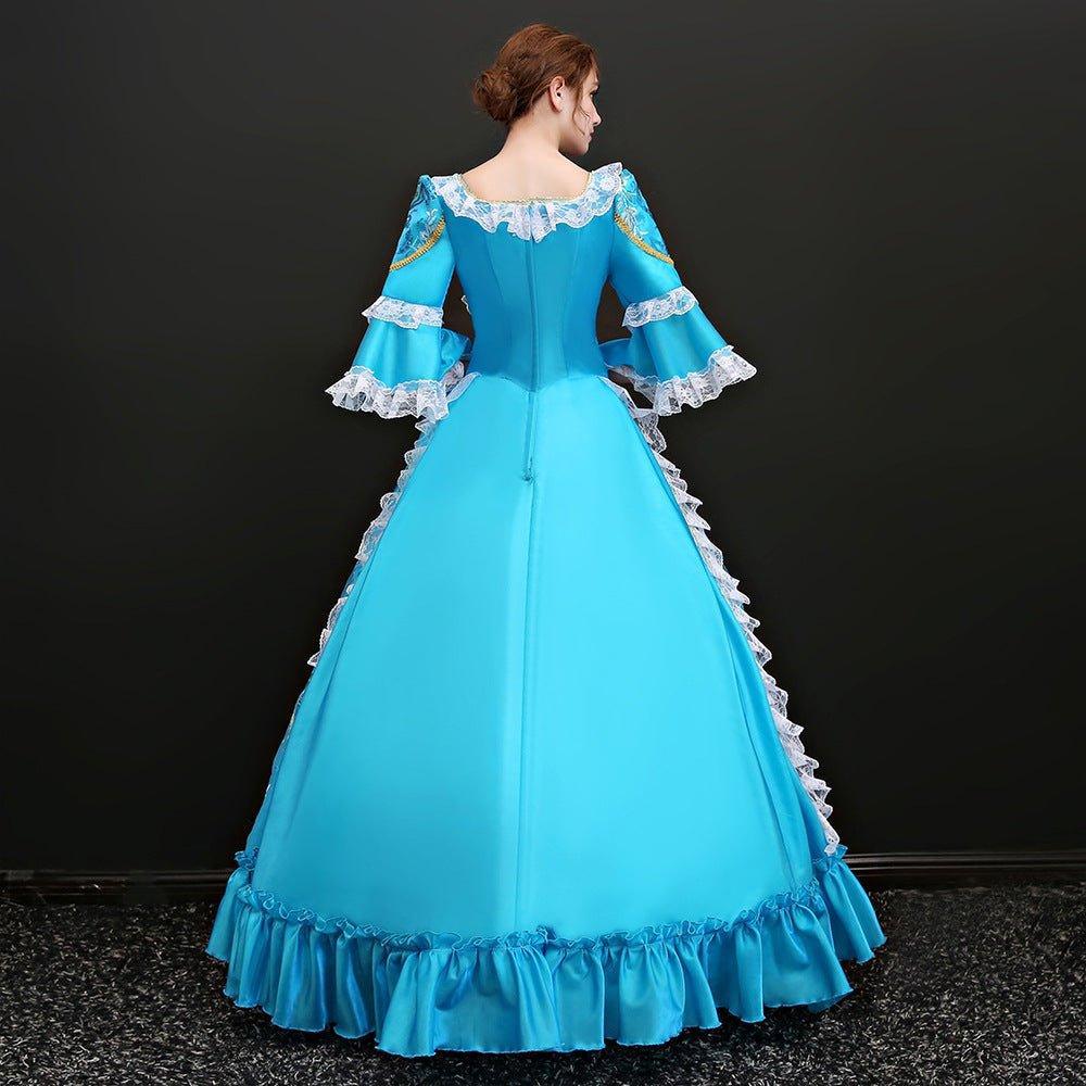 Azure Victorian Gown: Ballet - Inspired European Court Dress for Festive Events - Coscosmos