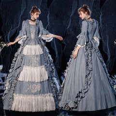 Azure Victorian Gown: Royal European Court Dress for Elegant Events - Coscosmos