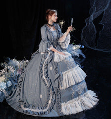 Azure Victorian Gown: Royal European Court Dress for Elegant Events - Coscosmos