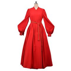 The Princess Bride Film Buttercup Costume Cosplay Red Long Sleeve V-Neck Dress Wedding Ball Adult Gown Holiday Outfit