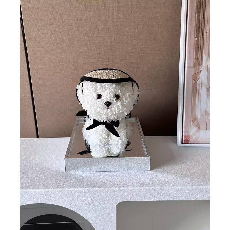 Bichon Maltese Forever Flower Puppy Figurine Gift Box - Perfect Christmas Gift for Girlfriend or Best Friend