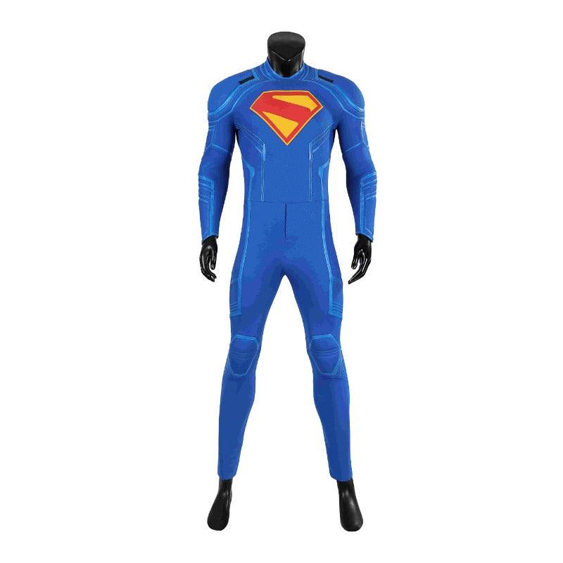 Superhero Legacy Clark Kent Cosplay Costume - Blue Zentai Bodysuit with Red Cape