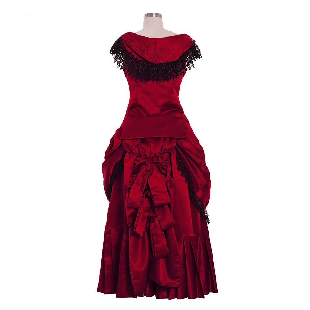 Victorian Bustle Gown | Queen’s Gown Victorian Gothic Georgian Dress for Masquerade & Reenactment - Coscosmos