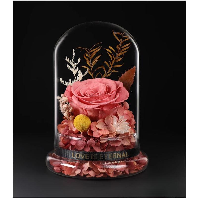 Pure Love Eternal Preserved Rose Glass Dome Gift Box - Blue Enchanted Rose Bouquet for Weddings, Birthdays Size12*17CM