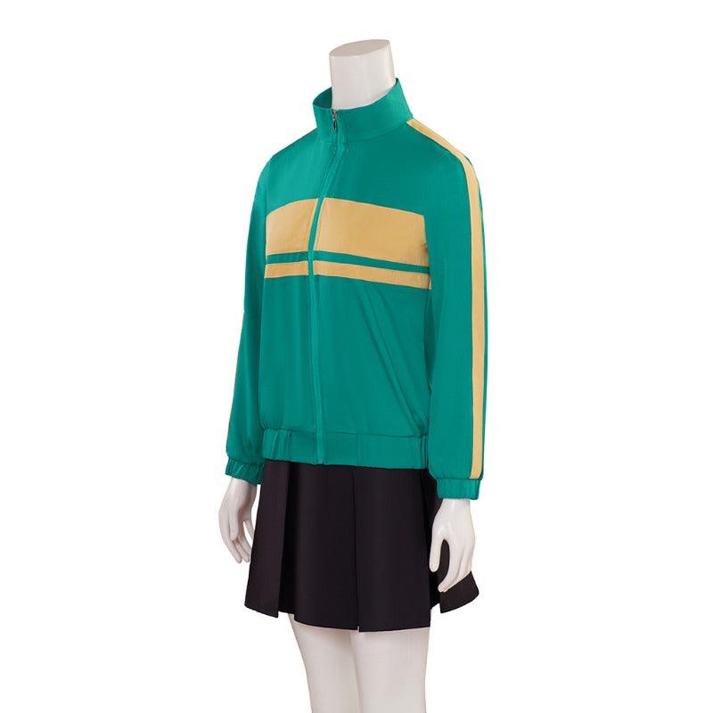 Scott Pilgrim Kim Pine Cosplay Costume Green Coat & Skirt Set for Women Halloween Outfit