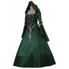 Medieval Elegant Long Sleeve Victorian Aristocrat Ball Gown Dress Deep Green Wedding Carnaval Party Fancy Dress Custom Made