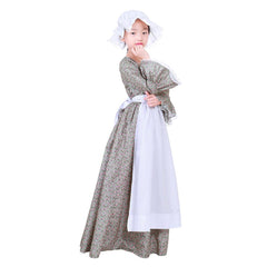 Reenactment Pioneer Prairie Colonial Maid Girls Kids Costume