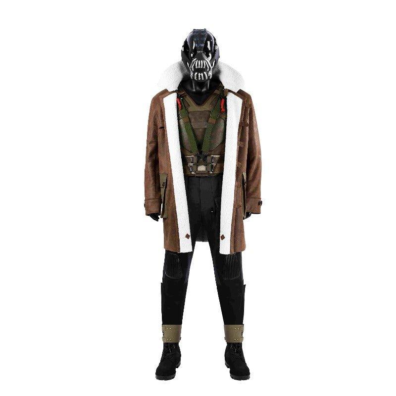 Bat Bane Cosplay Costume – Shoes, Mask, Overcoat, Accessories | The Dark Knight Rises Halloween Fantasy Suit - Coscosmos