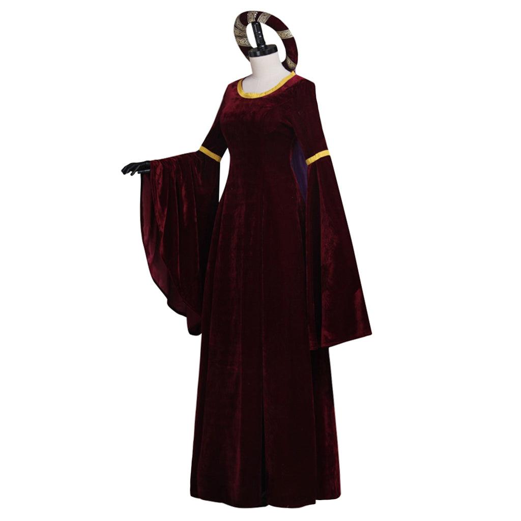 Medieval Vintage Dark Red Turing Renaissance Dress Costume Cosplay for Halloween Carnival Cosplay Party