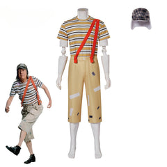 Mexican TV Play El Chavo Del Ocho Costume Men Stripe T Shirt Pants with Hat Full Set for Male Adult Halloween Outfits