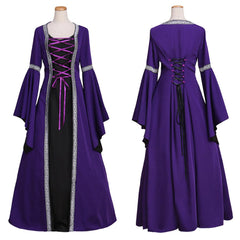 Purple Fancy Dress Gothic Medieval Victorian Dress Ball Gown Long Trumpet Sleeve Dress Costume Cosplay for Carnival Party